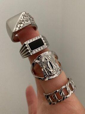 CHILD OF WILD SZ8 Ring SET Silver Stackable layering cocktail Rings Silver Set